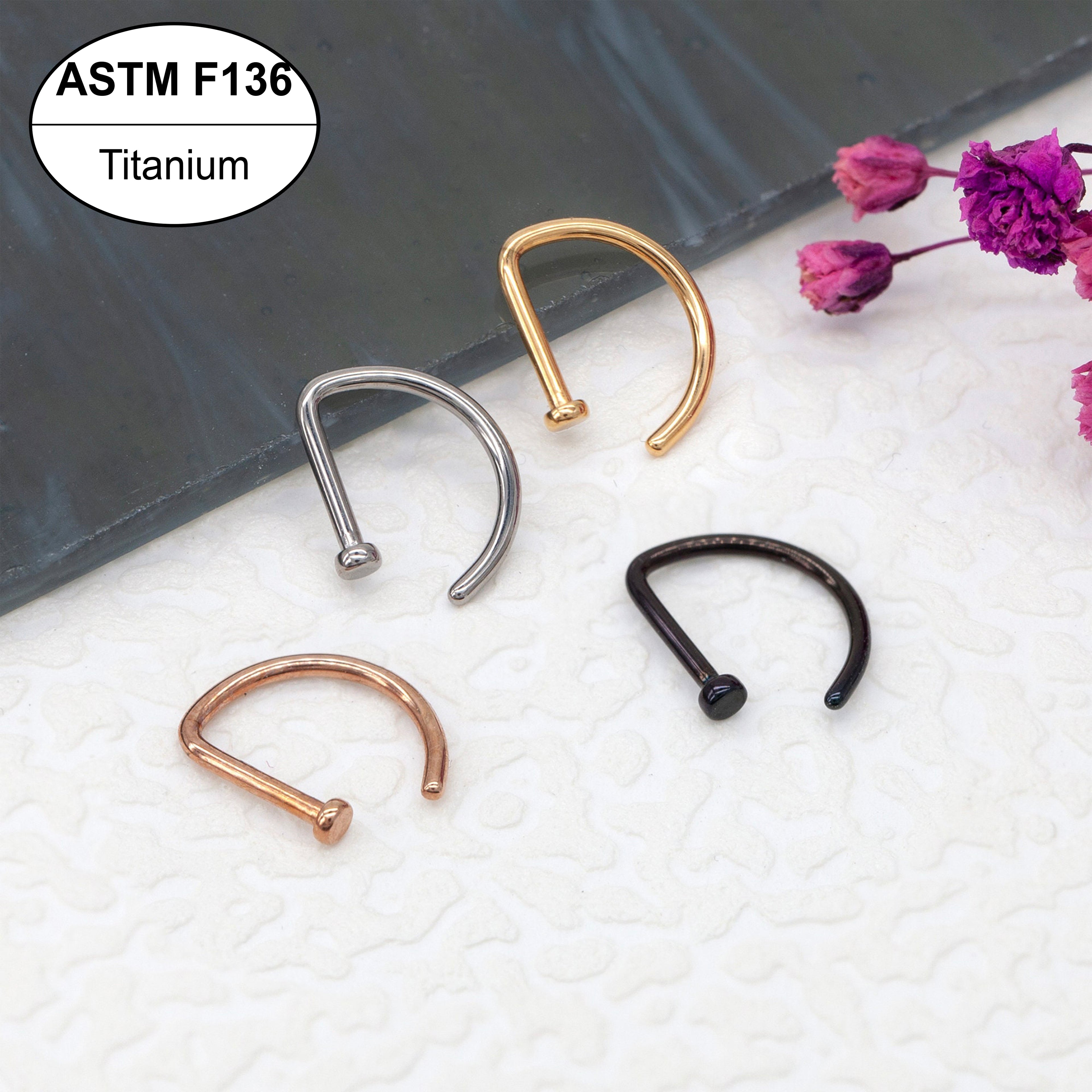 Aurevia Minimalist ASTM F136 Titanium D-Shape Nose Hoop