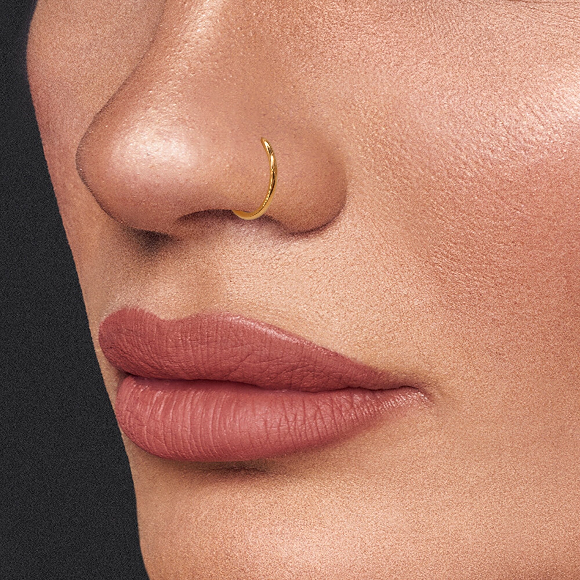 20ga, 18ga G23 Implant Grade Titanium Open D Shape Nose Ring, Flat End Round Nostril Hoop, gold, silver, rose gold, black