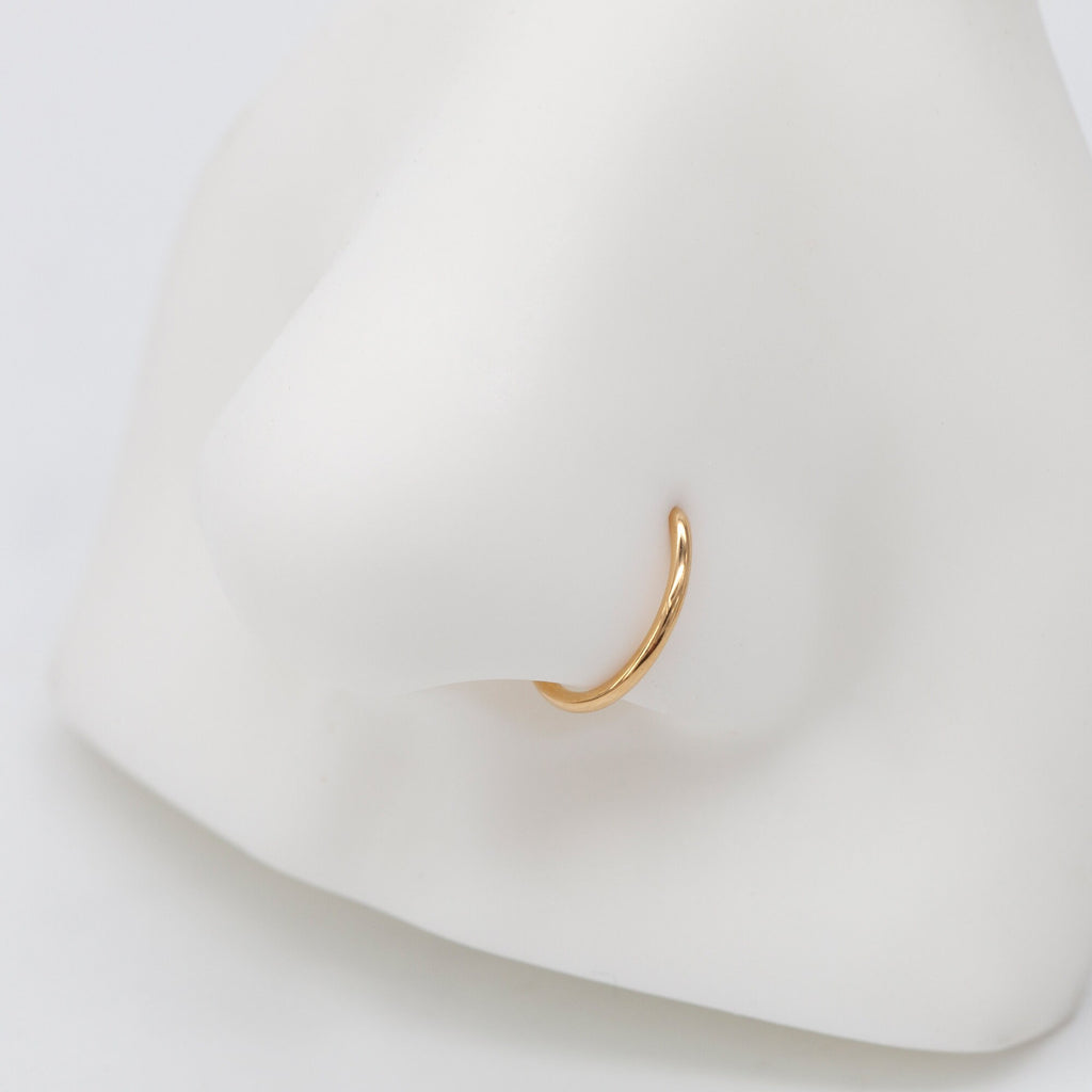 20ga, 18ga G23 Implant Grade Titanium Open D Shape Nose Ring, Flat End Round Nostril Hoop, gold, silver, rose gold, black