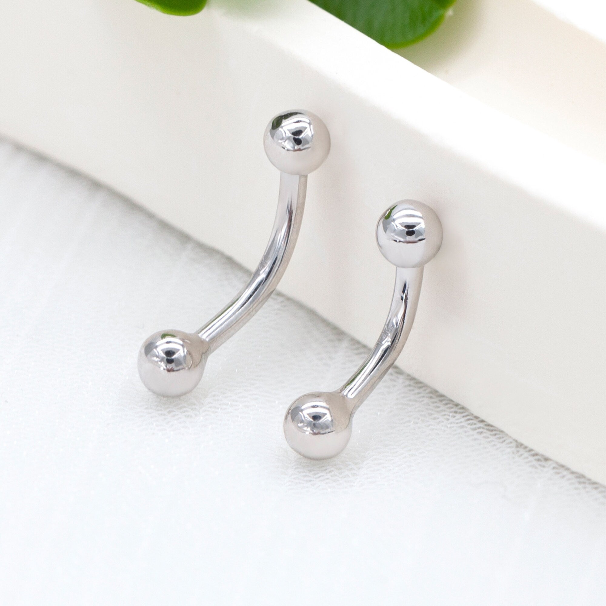14K REAL Solid Gold Curved Barbell Earring Eyebrow Daith Helix Tragus Cartilage Conch Rook Vertical Lip Body Piercing Jewelry 16G(1.2mm)