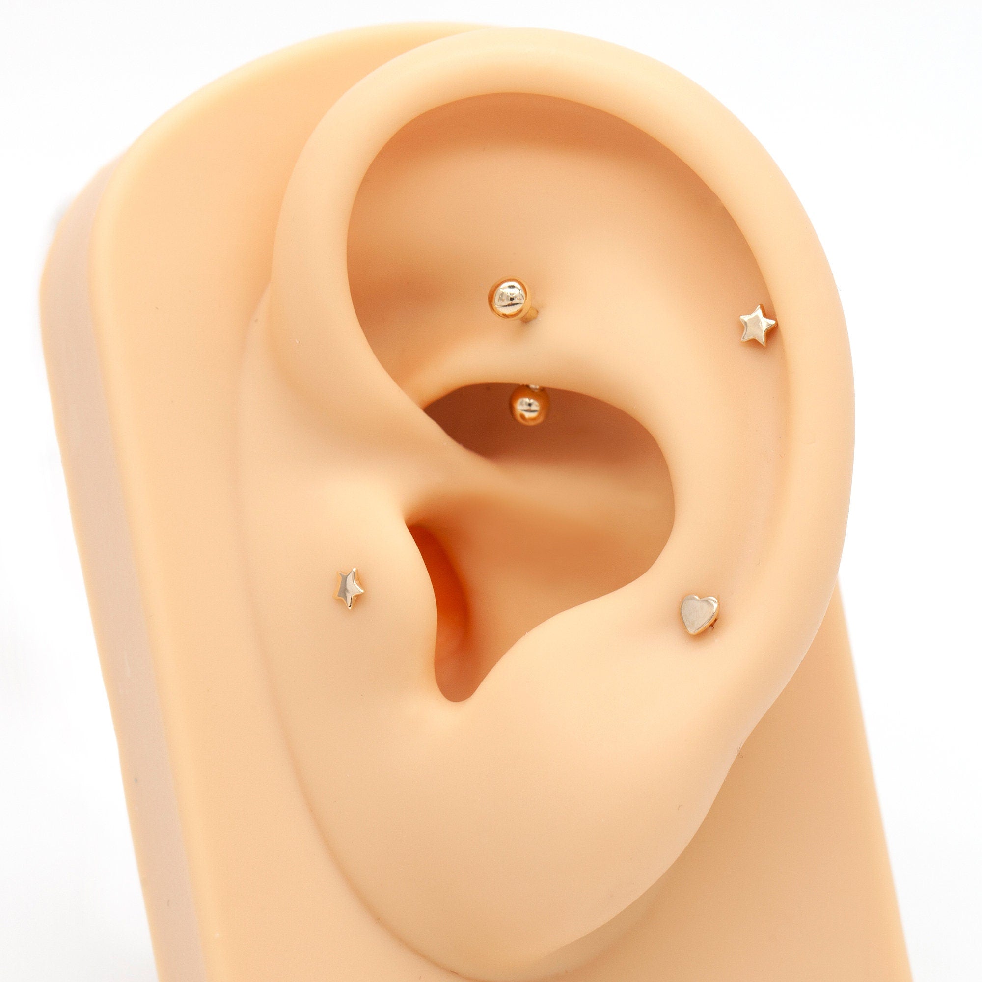 14K REAL Solid Gold Curved Barbell Earring Eyebrow Daith Helix Tragus Cartilage Conch Rook Vertical Lip Body Piercing Jewelry 16G(1.2mm)