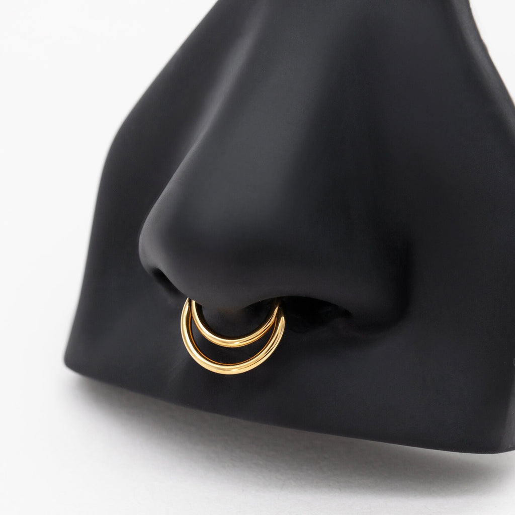 16G Implanted F136 Titanium Double Hoop Septum Ring/ Layered Septum Clicker/ Stacked Daith Earring/ Septum Hoop Silver Gold/Cartilage hoops