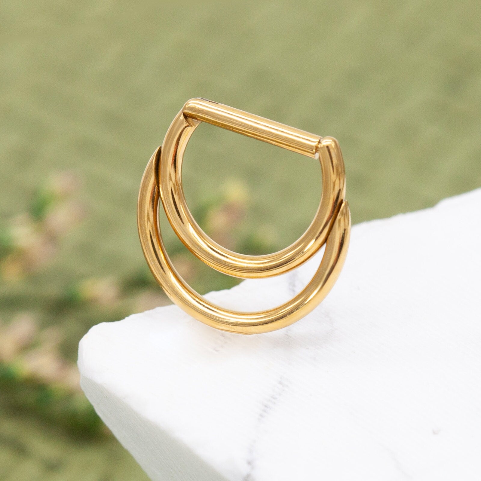 16G Implanted F136 Titanium Double Hoop Septum Ring/ Layered Septum Clicker/ Stacked Daith Earring/ Septum Hoop Silver Gold/Cartilage hoops