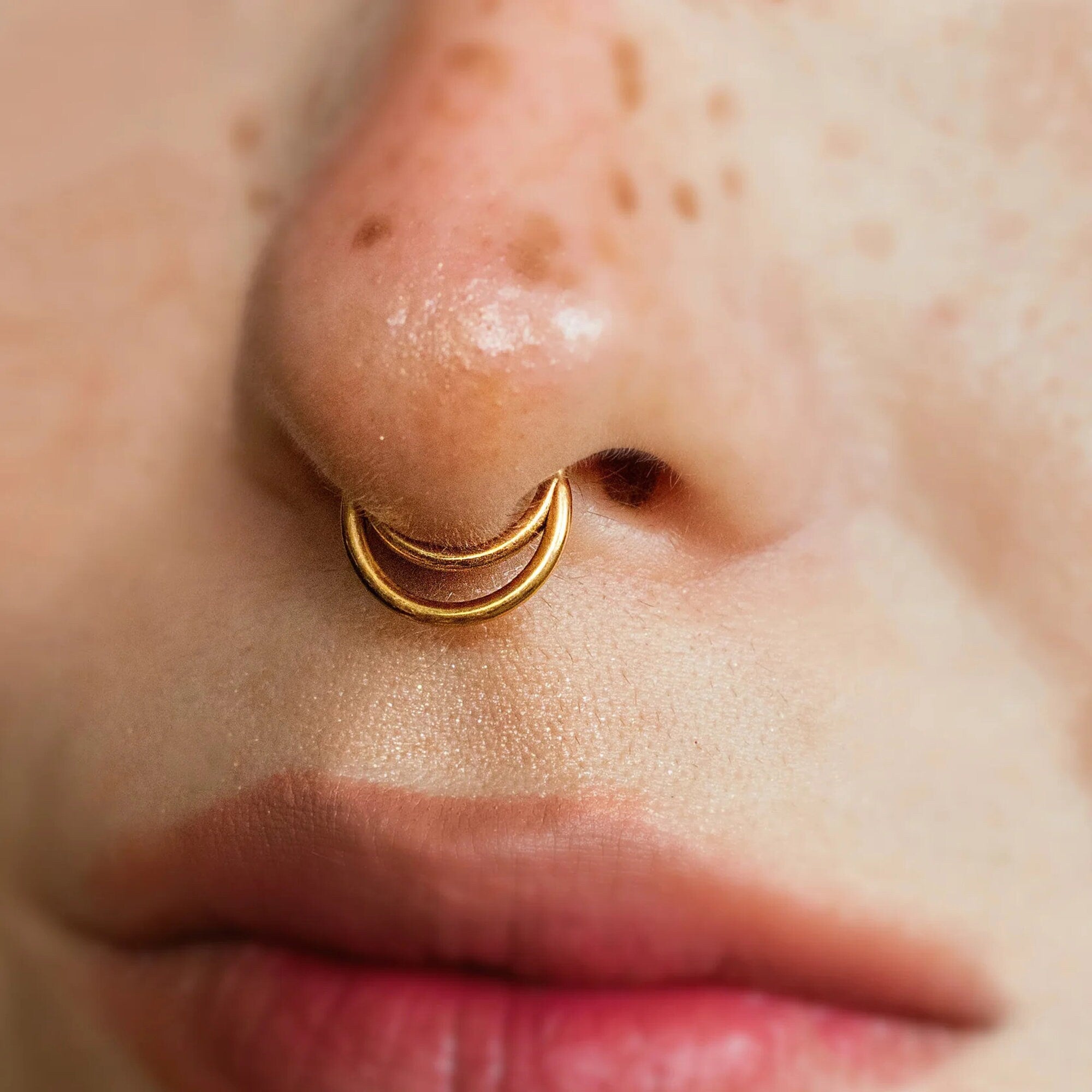 16G Implanted F136 Titanium Double Hoop Septum Ring/ Layered Septum Clicker/ Stacked Daith Earring/ Septum Hoop Silver Gold/Cartilage hoops