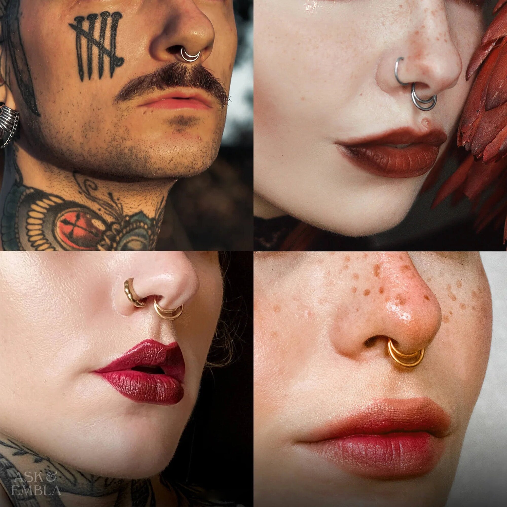 16G Implanted F136 Titanium Double Hoop Septum Ring/ Layered Septum Clicker/ Stacked Daith Earring/ Septum Hoop Silver Gold/Cartilage hoops