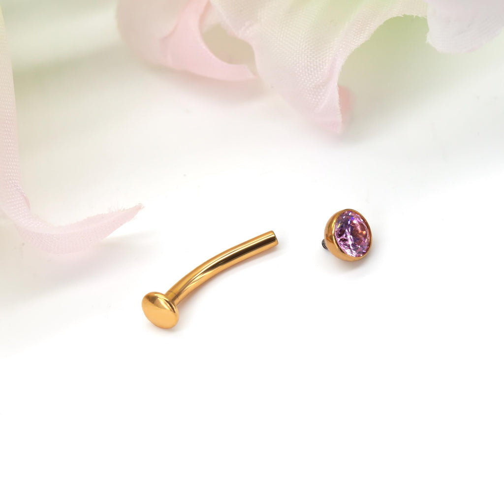 Titanium Floating Belly Button Ring Internally Threading 14G Flat Barbell Navel Ring Intimate Jewelry No Catching Clothes
