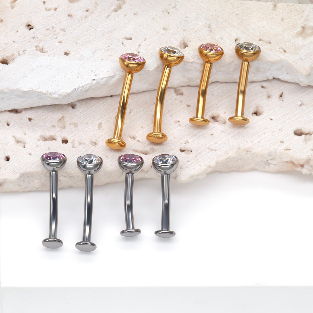 Titanium Floating Belly Button Ring Internally Threading 14G Flat Barbell Navel Ring Intimate Jewelry No Catching Clothes