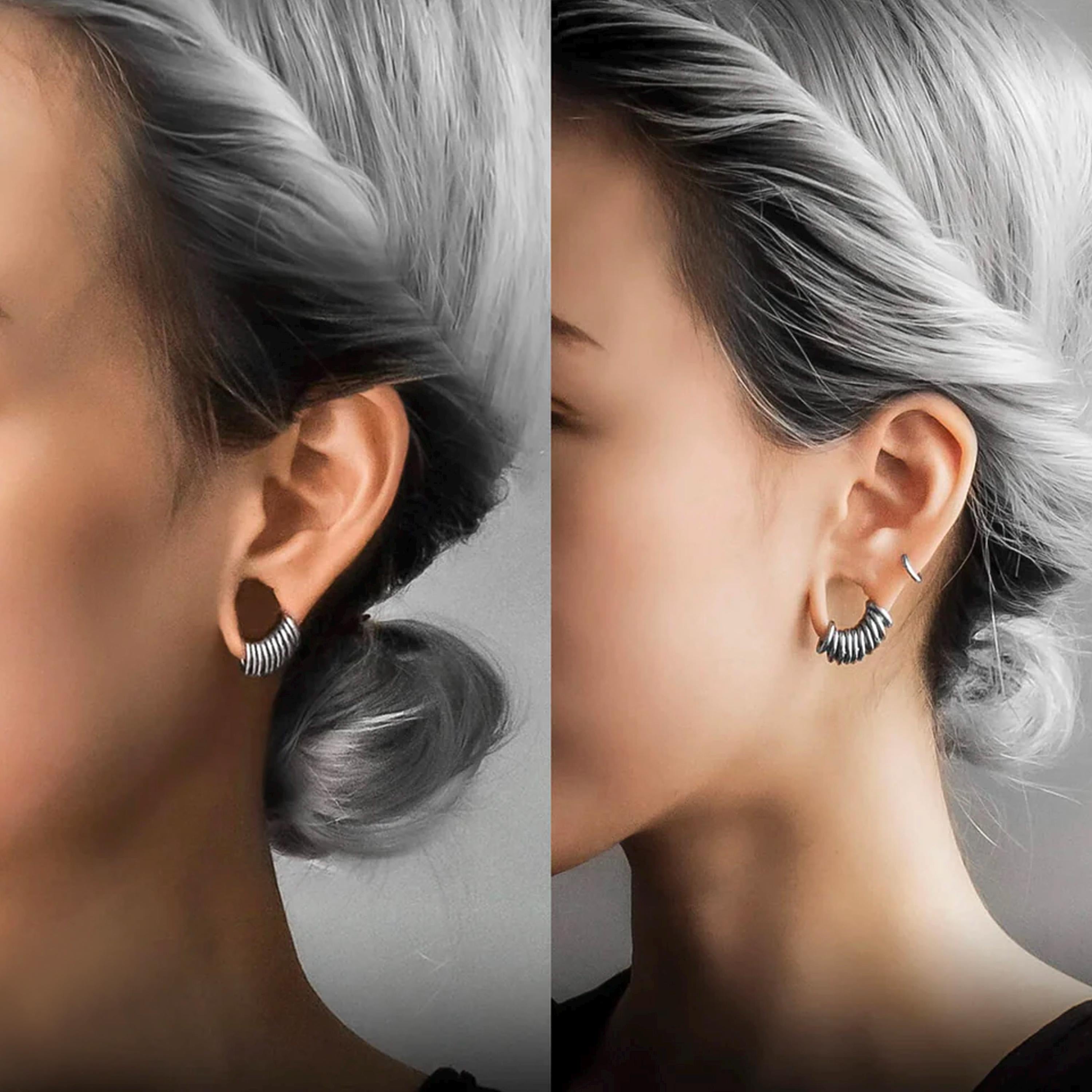 Stacked Hoop Earrings for Stretched Earlobe Small Hoops Earrings 16g Hoop set Ear Gauging Ear Hangers Jewelry