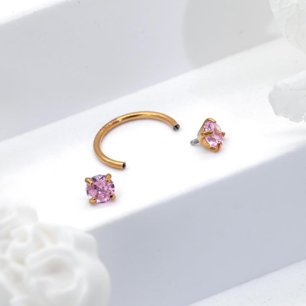 20G 18G 16G Stainless Steel Internal Threaded Double Gem Horseshoe Nose Ring/Nostril Hoop/Helix/Daith/Conch Earring/Tragus/Septum Ring
