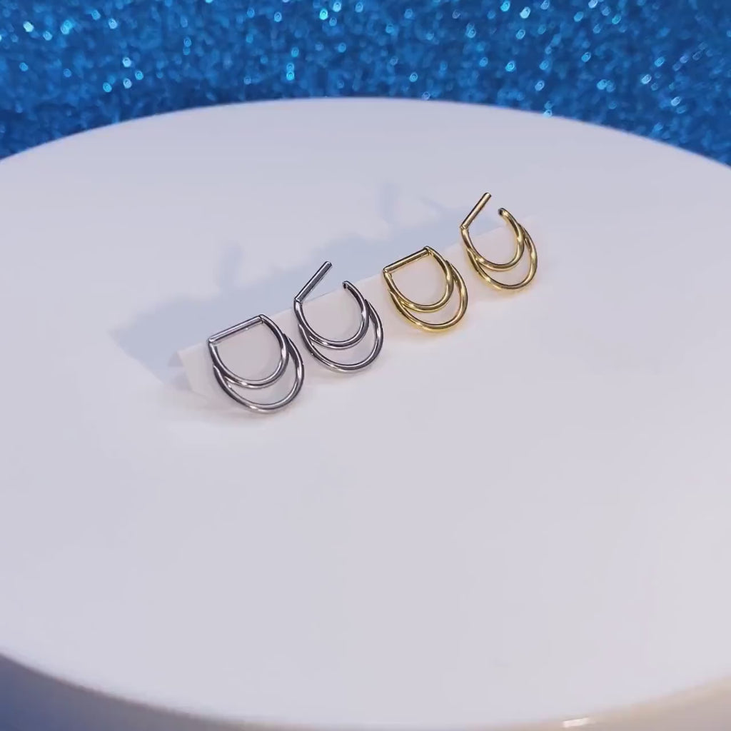 16G Implanted F136 Titanium Double Hoop Septum Ring/ Layered Septum Clicker/ Stacked Daith Earring/ Septum Hoop Silver Gold/Cartilage hoops
